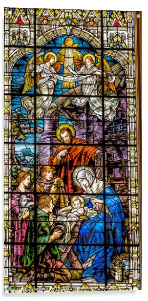 Jesus Mary Jesus Nativity Stained Glass Gesu Miami Florida Acrylic by William Perry