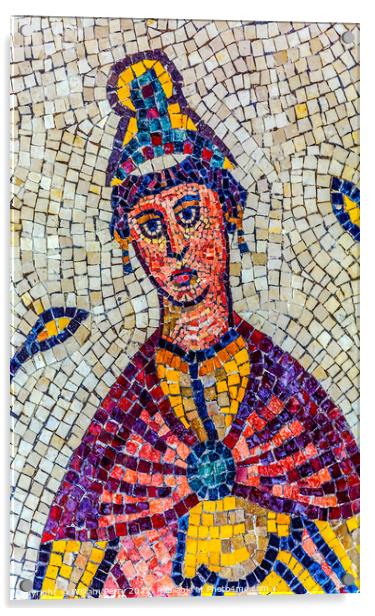 Ancient Person Mosaic Memorial Church Mount Nebo Jordan Acrylic by William Perry