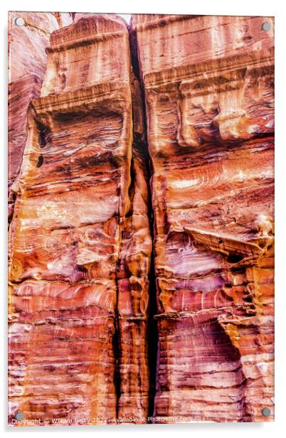 Rose Red Rock Tomb Street of Facades Petra Jordan  Acrylic by William Perry