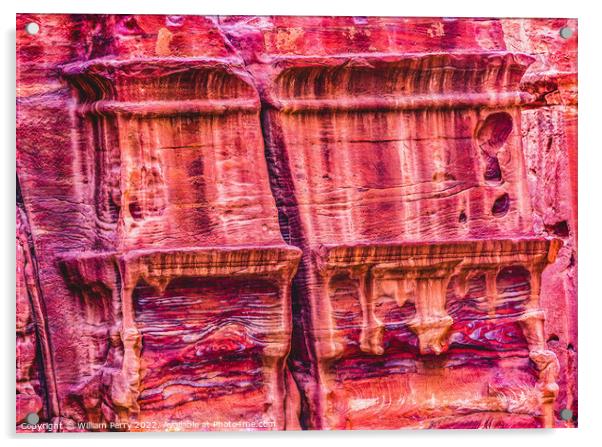 Rose Red Rock Tomb Street of Facades Petra Jordan  Acrylic by William Perry