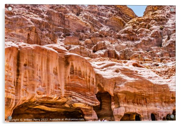 Rock Tombs Street of Facades Petra Jordan  Acrylic by William Perry