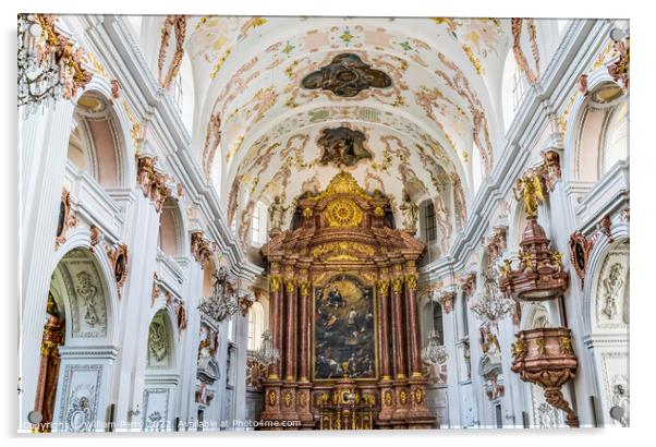 Jesuit Church Basilica Altar Lucerne Switzerland  Acrylic by William Perry
