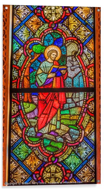 Saint Reading Stained Glass St Augustine Cathedral Tucson Arizona Acrylic by William Perry