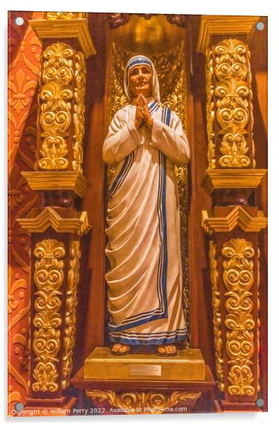 Mother Teresa Statue St. Augustine Cathedral Tucson Arizona Acrylic by William Perry