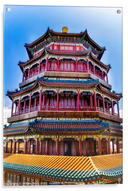 Longevity Hill Tower Buddha Summer Palace Beijing China Acrylic by William Perry