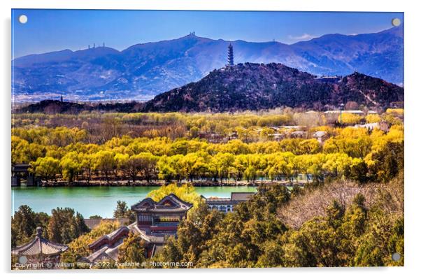 Yu Feng Pagoda Lonevity Hill Lake Summer Palace Beijing China Acrylic by William Perry