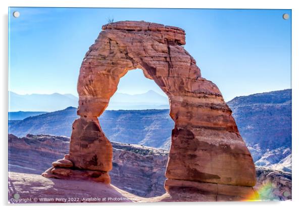 Delicate Arch Rainbow Rock Canyon Arches National  Acrylic by William Perry