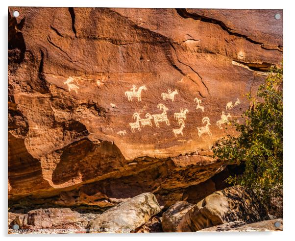 Ute Indian Petroglyphs Arches National Park Moab Utah Acrylic by William Perry