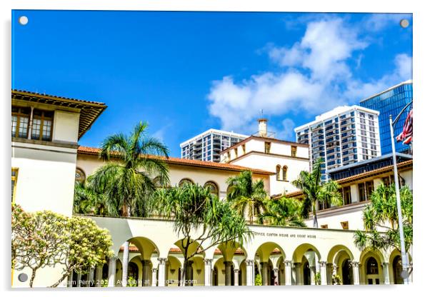 King Kalakaua State Government Building Honolulu Oahu Hawaii Acrylic by William Perry