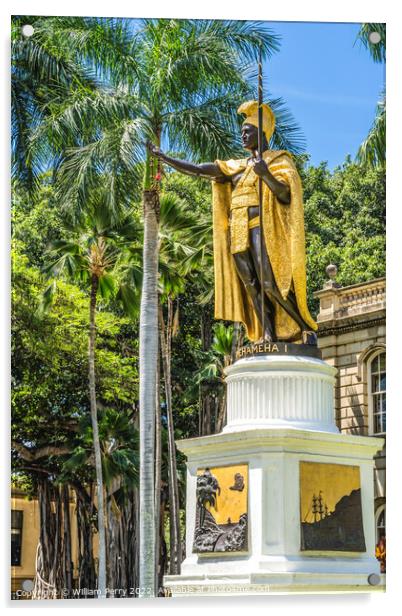 King Kamehameha Statue Honolulu Oahu Hawaii Acrylic by William Perry