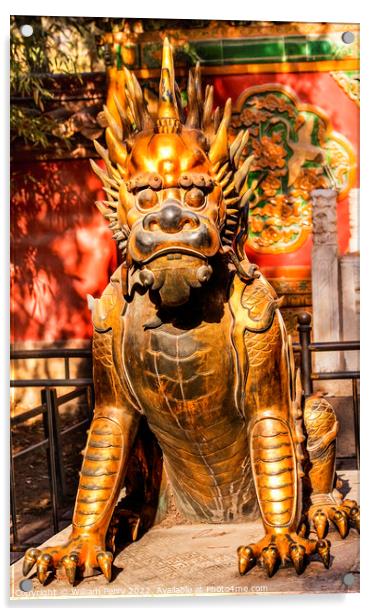 Dragon Bronze Statue Gugong Forbidden City Palace Beijing China Acrylic by William Perry