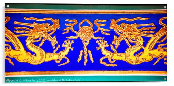Golden Dragon Decorations Gugong Forbidden City Beijing China Acrylic by William Perry