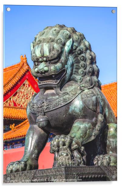 Dragon Bronze Statue Gugong Forbidden City Palace Beijing China Acrylic by William Perry