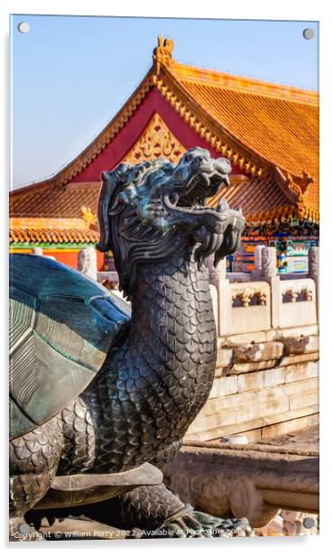Dragon Tortoise Statue Gugong Forbidden City Beijing China Acrylic by William Perry