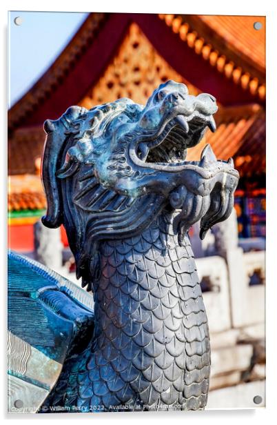 Dragon Bronze Statue Gugong Forbidden City Beijing China Acrylic by William Perry