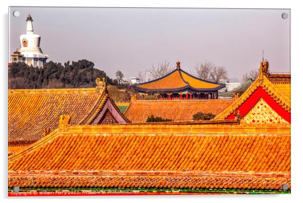 Beihai Stupa Forbidden City Gugong Palace Beijing  Acrylic by William Perry