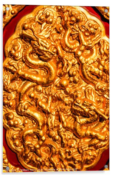 Golden Dragons Decoration Forbidden City Palace Be Acrylic by William Perry