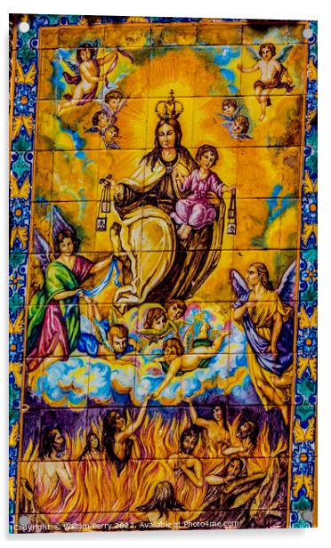 Mary Jesus Heaven Hell Ceramic Street Mosaic Seville Spain Acrylic by William Perry