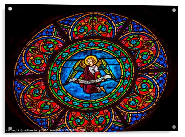 Angel Stained Glass Notre Dame de Nice Church Nice France Acrylic by William Perry