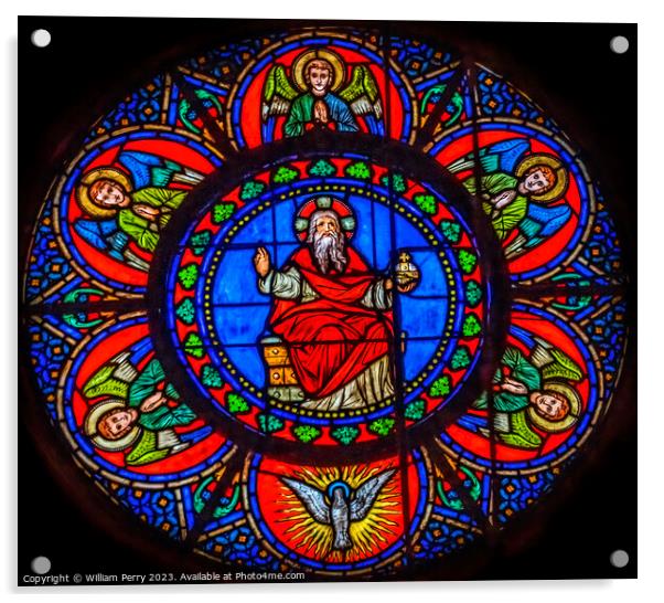 God Angels Stained Glass Notre Dame Church Nice France Acrylic by William Perry