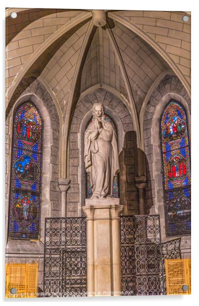 Virgin Mary Statue Stained Glass Notre Dame Church Nice France Acrylic by William Perry