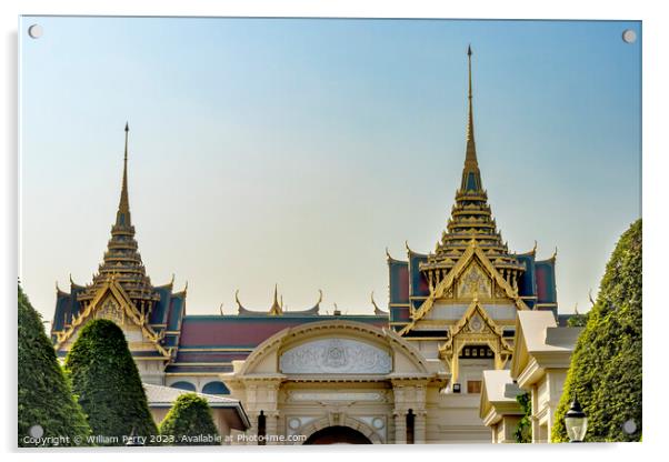 Entrance Gate Grand Palace Bangkok Thailand Acrylic by William Perry