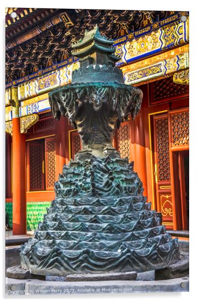 Buddhist Hell Bronze Statue Yonghe Gong Temple Beijing China Acrylic by William Perry