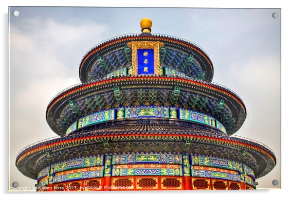 Prayer Hall Temple of Heaven Beijing China Acrylic by William Perry