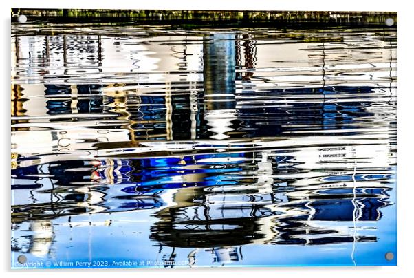 Blue White Water Reflection Abstract Gig Harbor Washington State Acrylic by William Perry