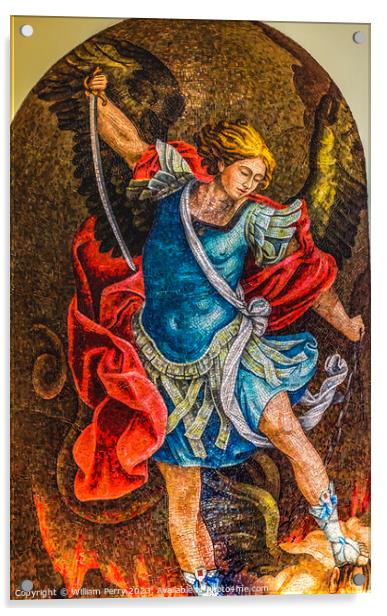 Archangel Michael Mosaic Jasna Gora Monastery Czestochowy Poland Acrylic by William Perry