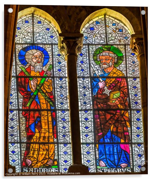 Saints Peter Stained Glass St John Baptist Cathedral Lyon France Acrylic by William Perry