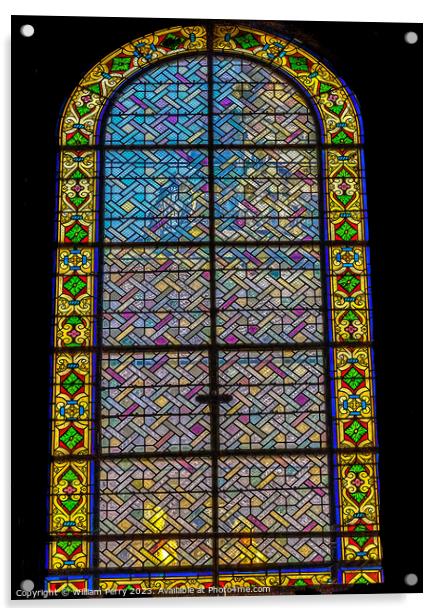 Stained Glass Hospital Hotel -Dieu Chapel Basilica Lyon France Acrylic by William Perry