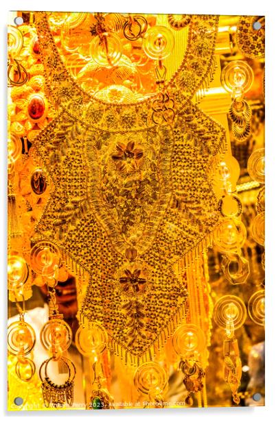 Colorful Golden Jewelry Necklaces Ornaments Grand Bazaar Istanbu Acrylic by William Perry
