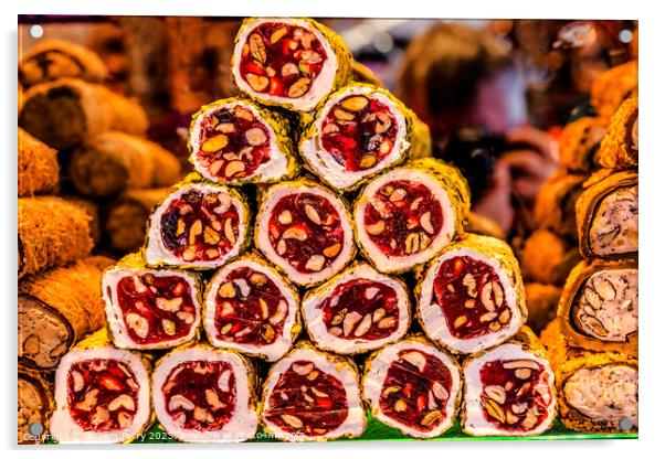 Colorful Turkish Delight Dessert Grand Bazaar Istanbul Turkey Acrylic by William Perry