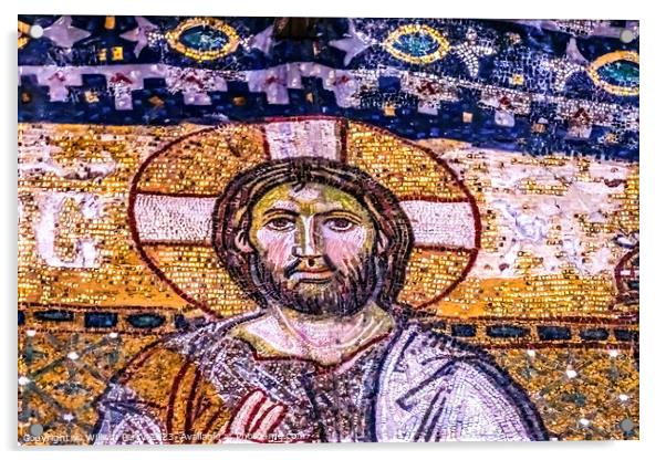 Jesus Christ Mosaic Entrance Hagia Sophia Mosque Istanbul Turkey Acrylic by William Perry