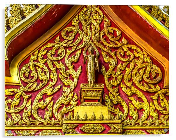Buddha Decoration Temple Wat That Sanarun Bangkok Thailand Acrylic by William Perry