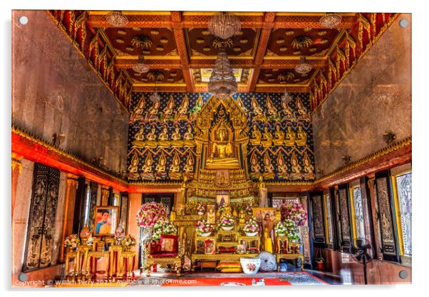 Buddha Main Hall Wat That Temple Sanarun Bangkok Thailand Acrylic by William Perry