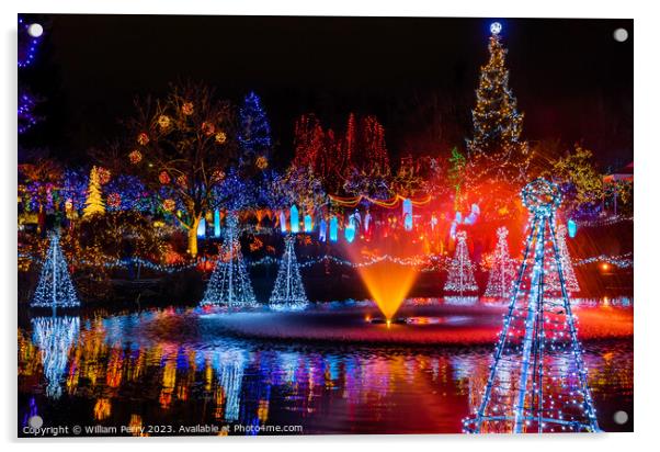Christmas Lights Van Dusen Garden Vancouver British Columbia Acrylic by William Perry