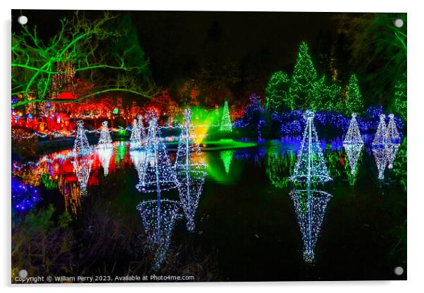 Christmas Lights Van Dusen Garden Vancouver British Columbia Acrylic by William Perry