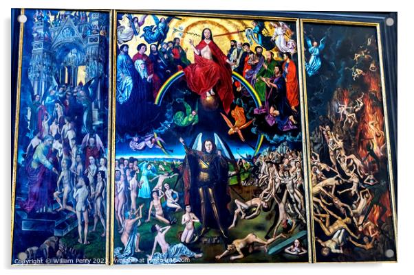 Copy Last Judgement St Mary's Church Gdansk Poland Acrylic by William Perry