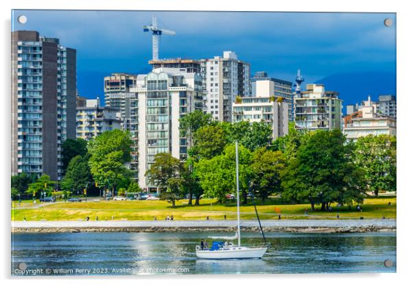 Sailboat Engish Bay Fraser River Vanier Park Vancouver British C Acrylic by William Perry