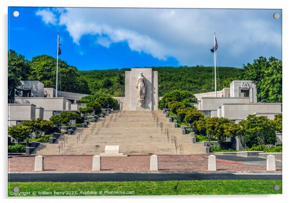 Altar of Freedom Punchbowl National Cemetery Honolulu Hawaii Acrylic by William Perry