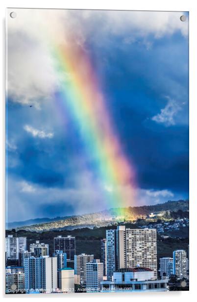 Colorful Rainbow Buildings Tantalus Waikiki Honolulu Oahu Hawaii Acrylic by William Perry