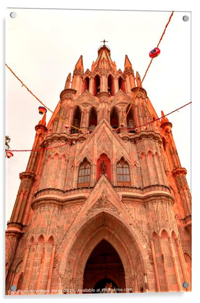 Facade Parroquia Christmas Archangel Church San Miguel Mexico Acrylic by William Perry
