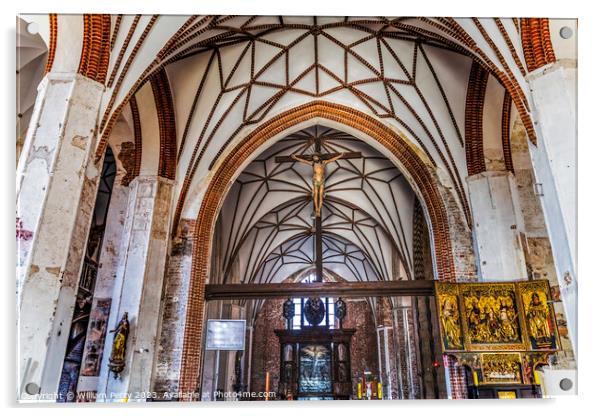 Altar Basilica Triptych St Catherine's Church Gdansk Poland Acrylic by William Perry