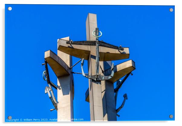 Three Crosses Monument Solidarity Square Gdansk Poland Acrylic by William Perry