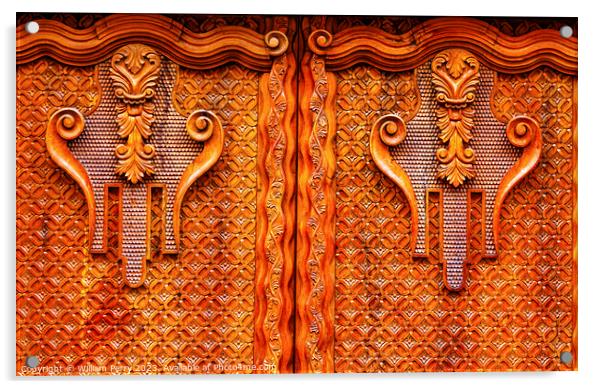 Golden Brown Wooden Door San Miguel de Allende Mexico Acrylic by William Perry
