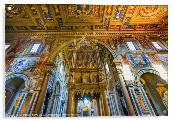 Altar Ciborium Basilica Saint John Lateran Cathedral Rome Italy Acrylic by William Perry