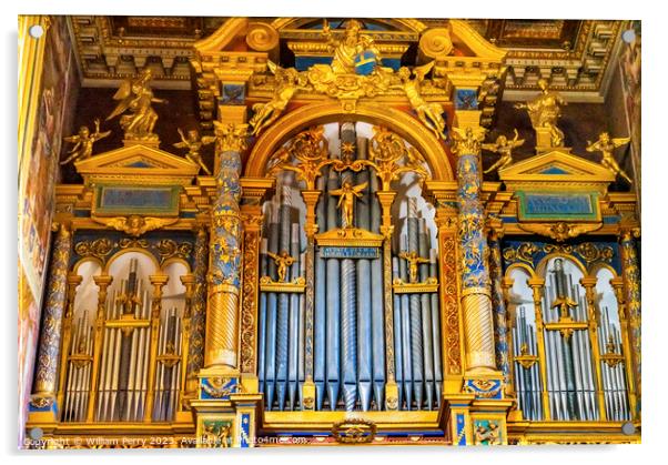 Golden Organ Basilica Saint John Lateran Cathedral Rome Italy Acrylic by William Perry