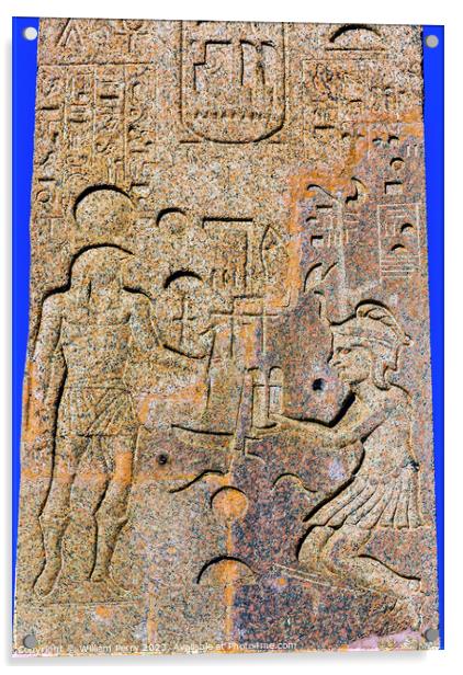 Hieroglyphs Obelisk Sallustiano Trinita Dei Monti Spanish Steps  Acrylic by William Perry